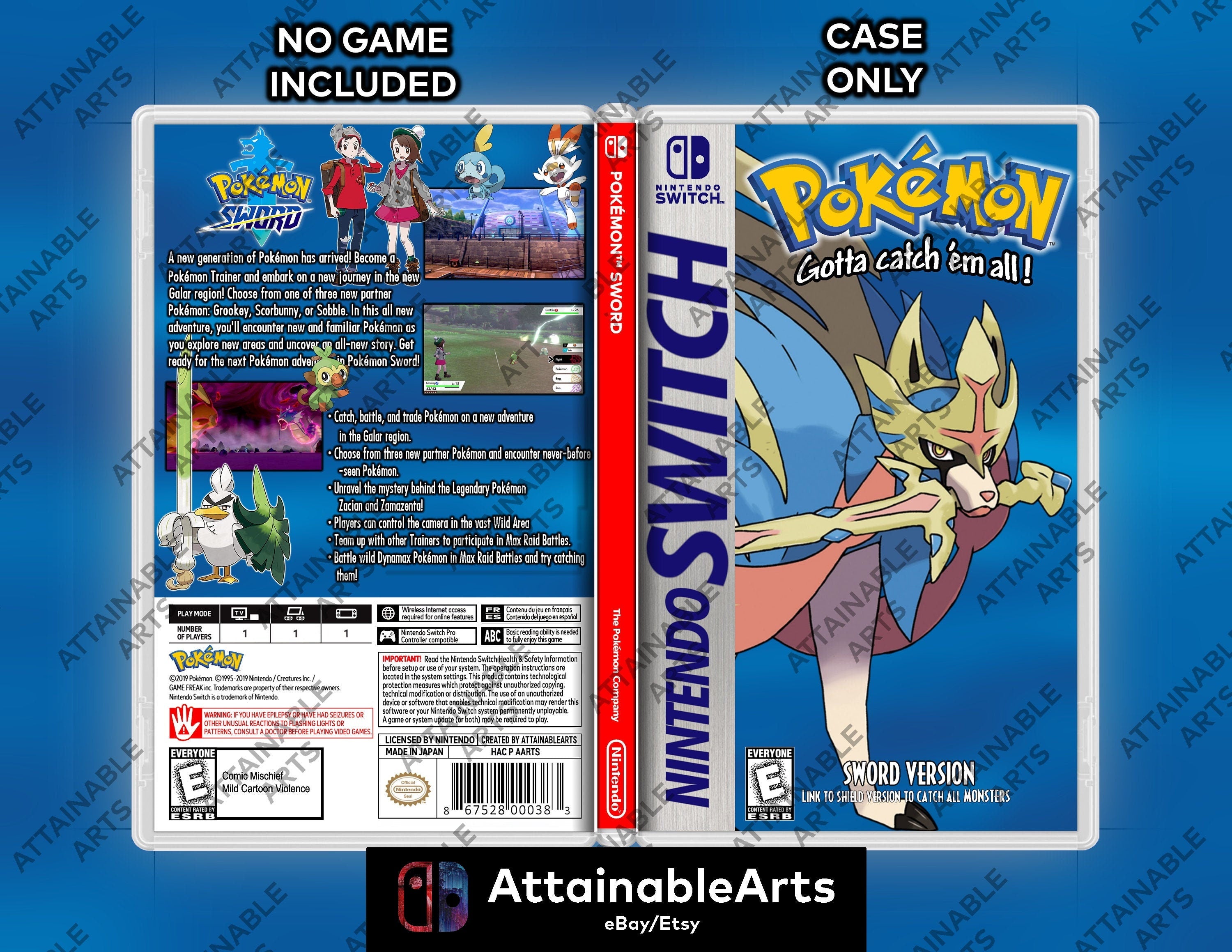 Pokémon Sword - Custom Nintendo Switch Boxart with Physical Game Case (No Game Incl.) __etsy:2990323886