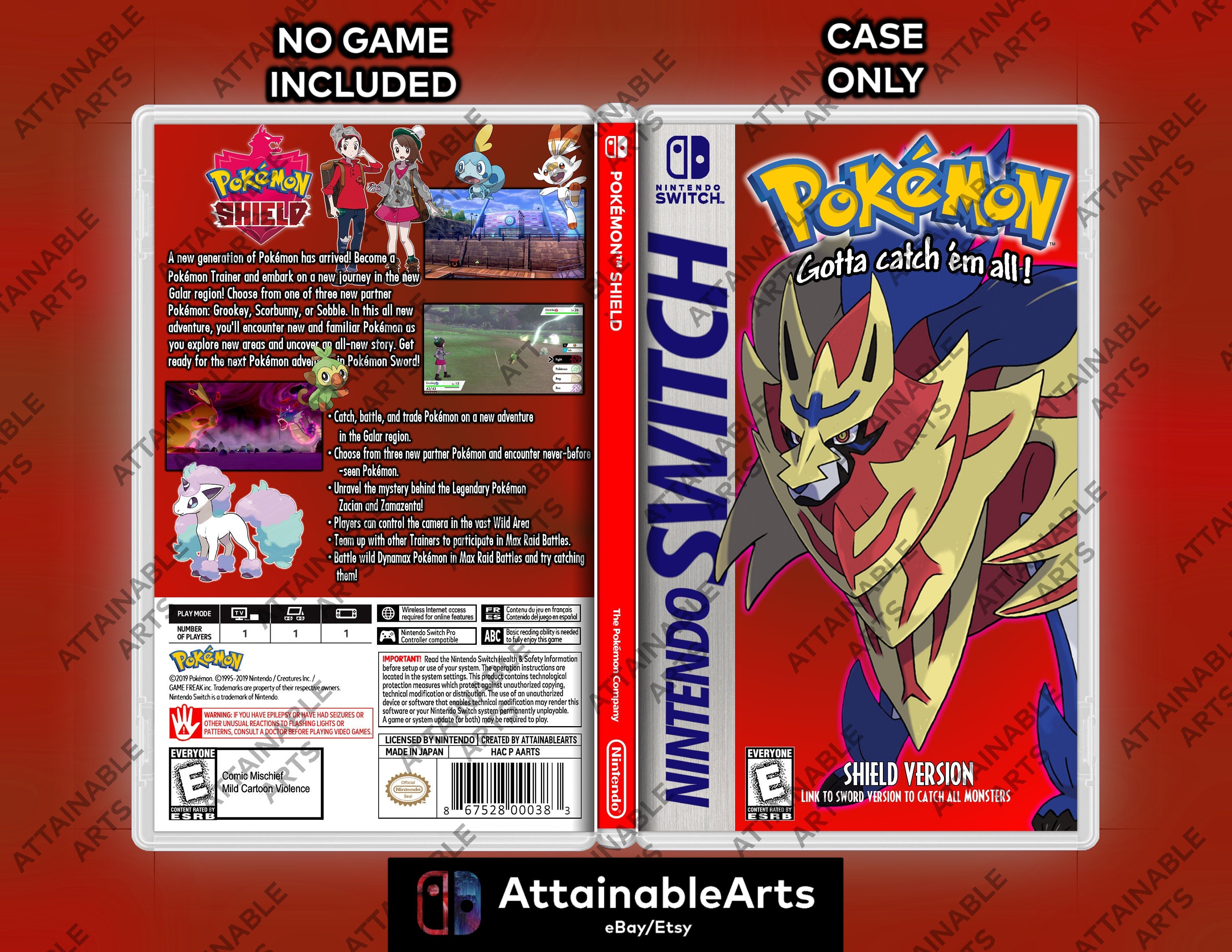 Pokémon Shield - Custom Nintendo Switch Boxart with Physical Game Case (No Game Incl.) __etsy:3021388798