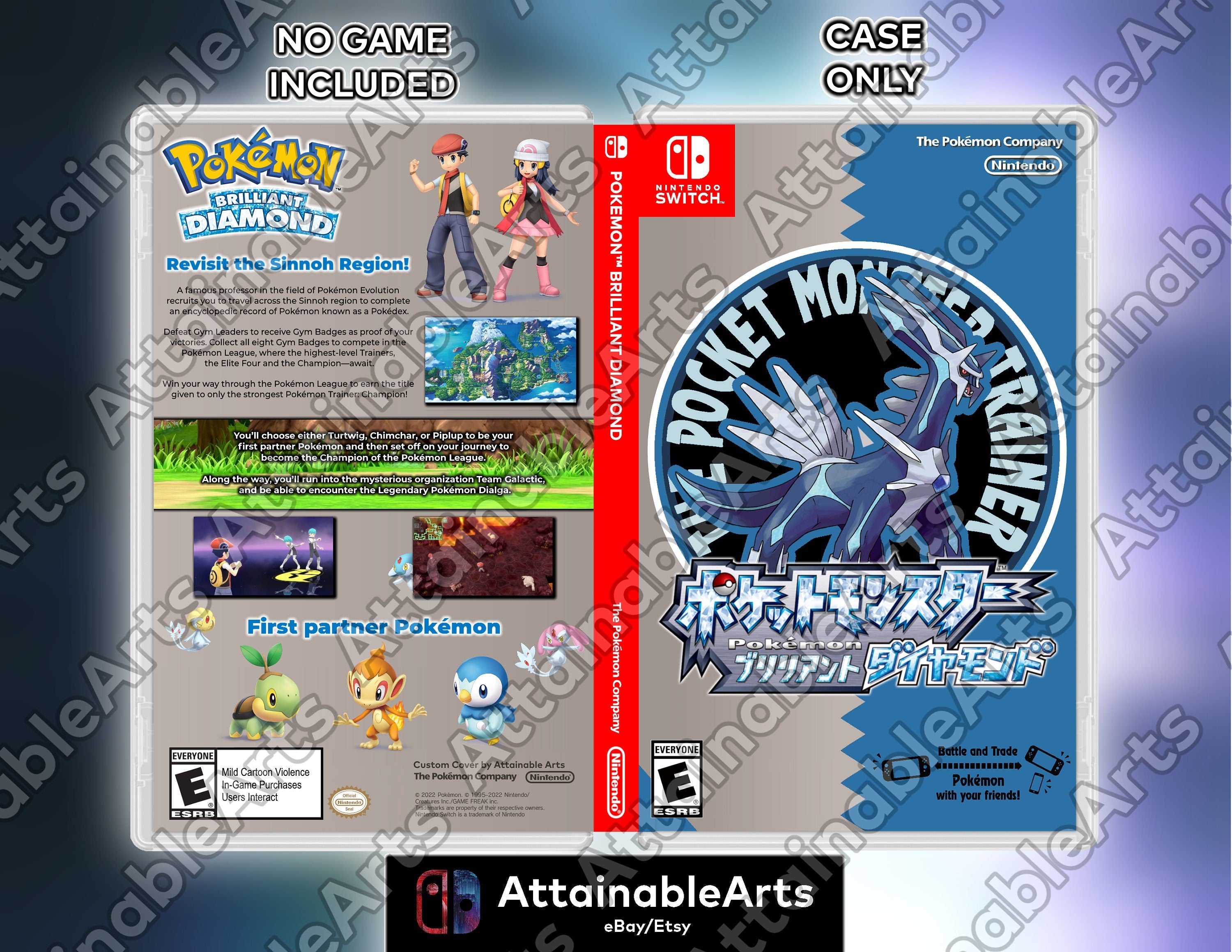 Pokémon Brilliant Diamond / Diamond Remake - Retro Custom Nintendo Switch Boxart with Physical Game Case (No Game Incl.) __etsy:3490770230