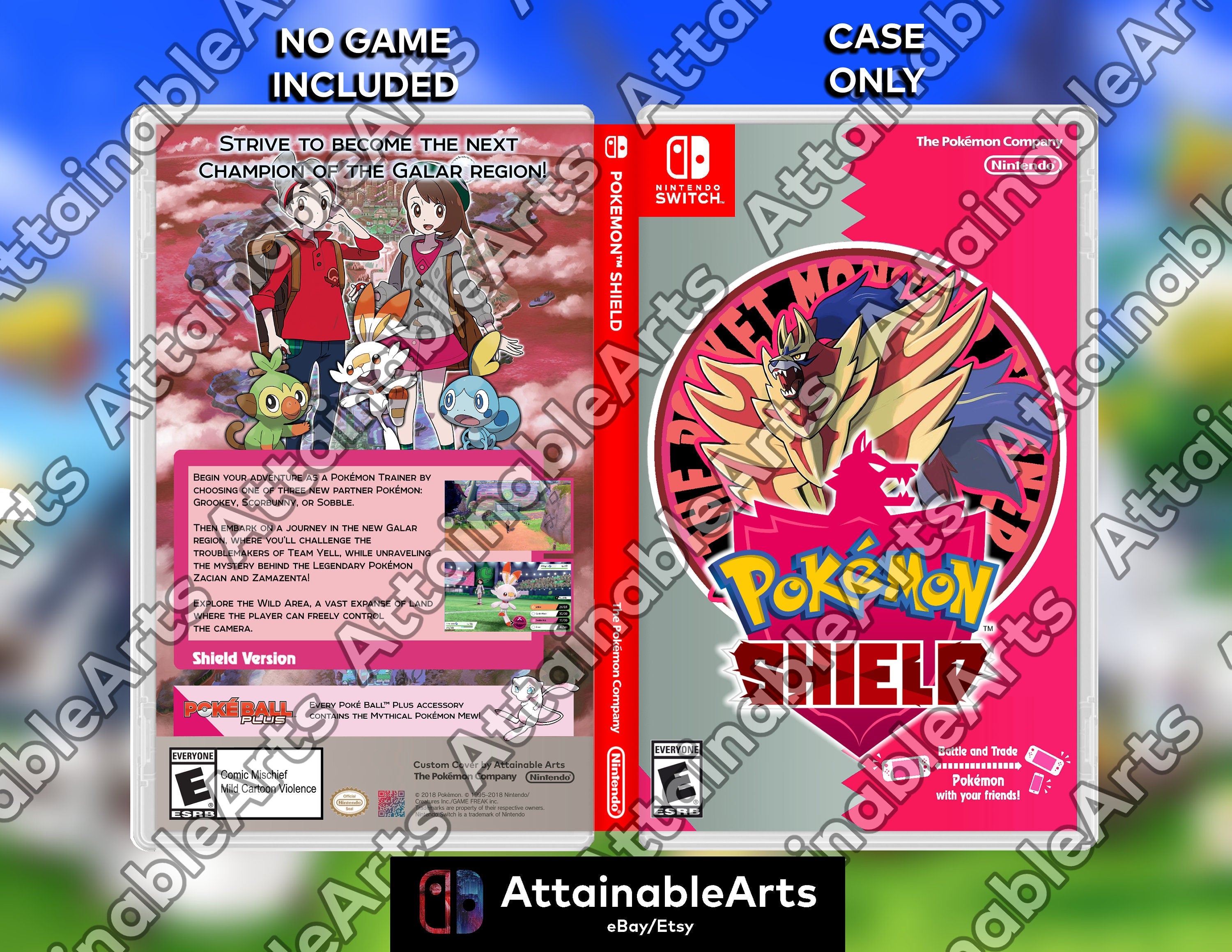 Pokémon Shield - Custom Nintendo Switch Boxart with Physical Game Case (No Game Incl.) __etsy:3622814382