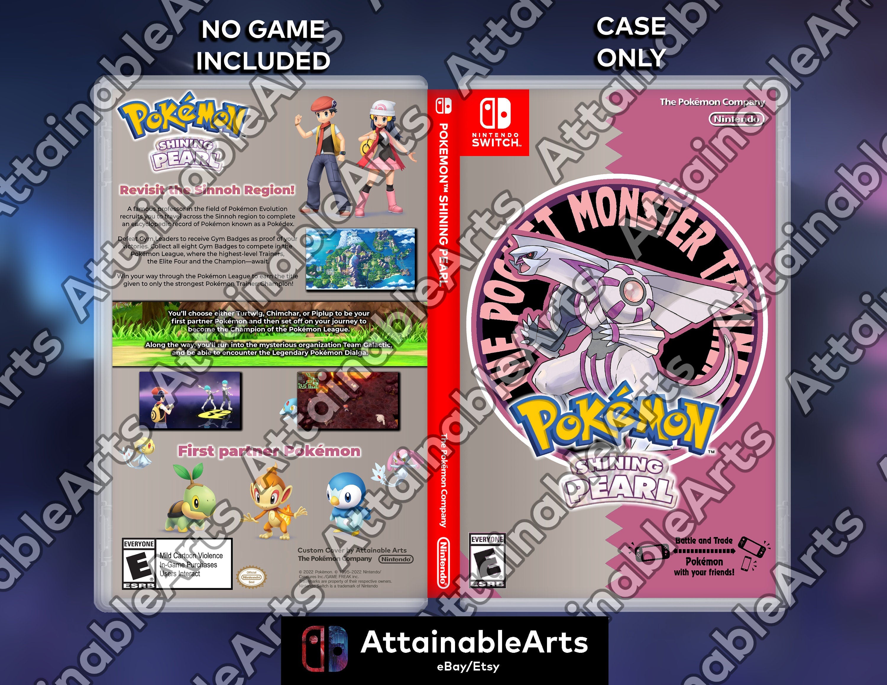 Pokémon Shining Pearl / Pearl Remake - Retro Custom Nintendo Switch Boxart with Physical Game Case (No Game Incl.) __etsy:3622841206
