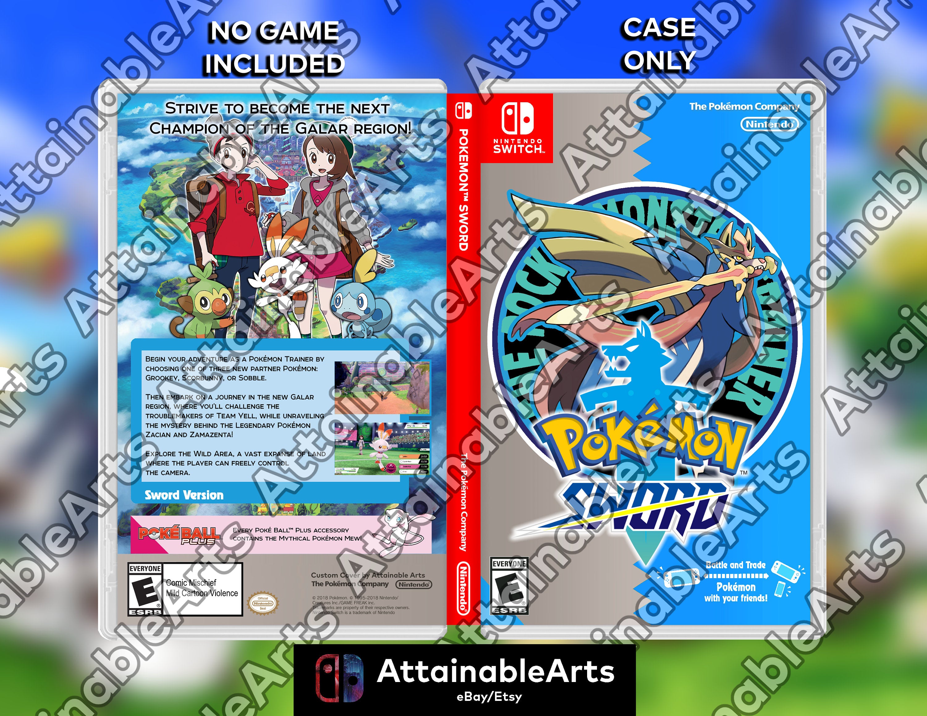 Pokémon Sword - Custom Nintendo Switch Boxart with Physical Game Case (No Game Incl.) __etsy:3670424353