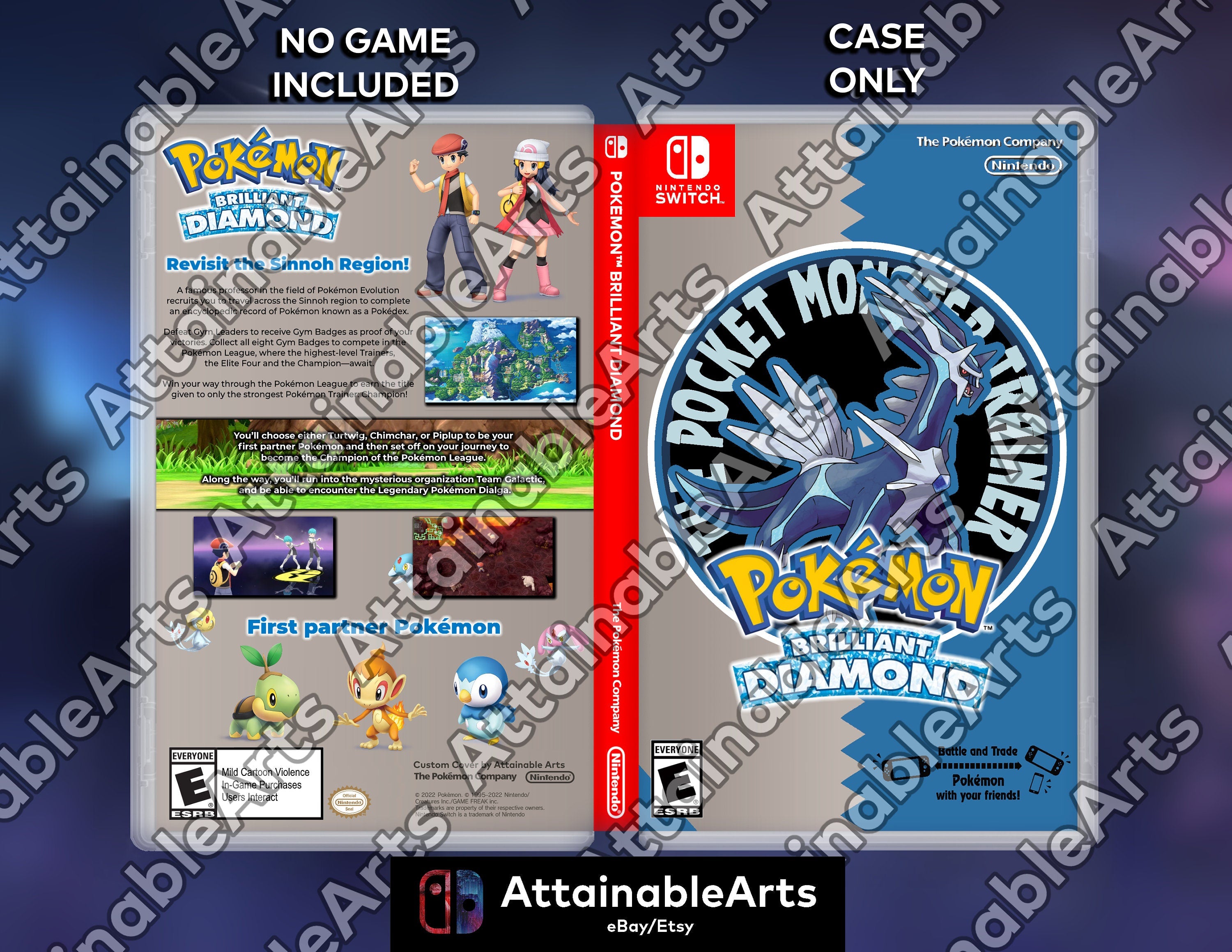 Pokémon Brilliant Diamond / Diamond Remake - Retro Custom Nintendo Switch Boxart with Physical Game Case (No Game Incl.) __etsy:3670461895