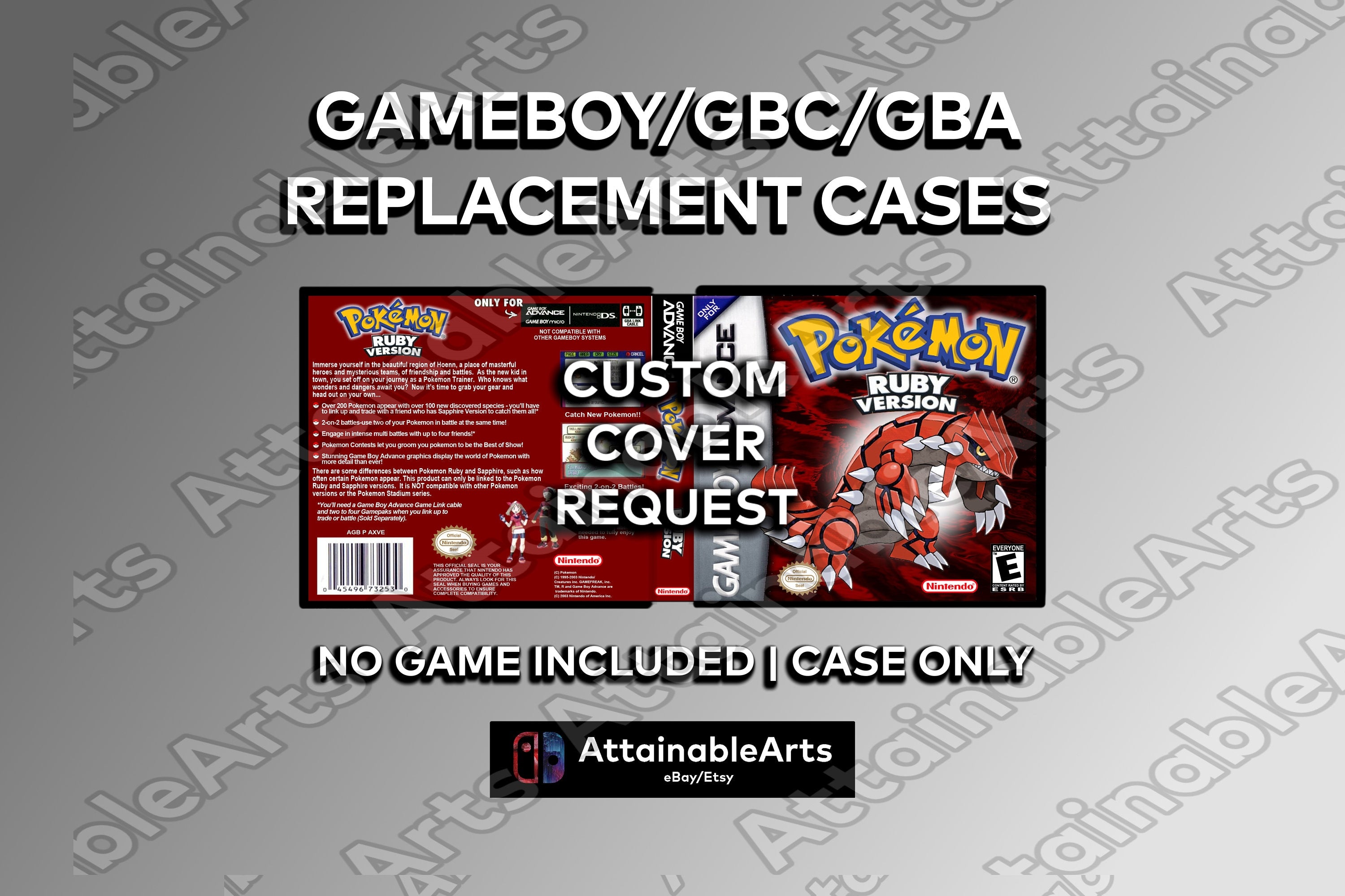 Retro Gameboy Game Case | 100's of Game Covers Available! (Pokemon + more) | GB/GBC/GBA Collector's Replacement Cases (etsy image id: 3741638653)
