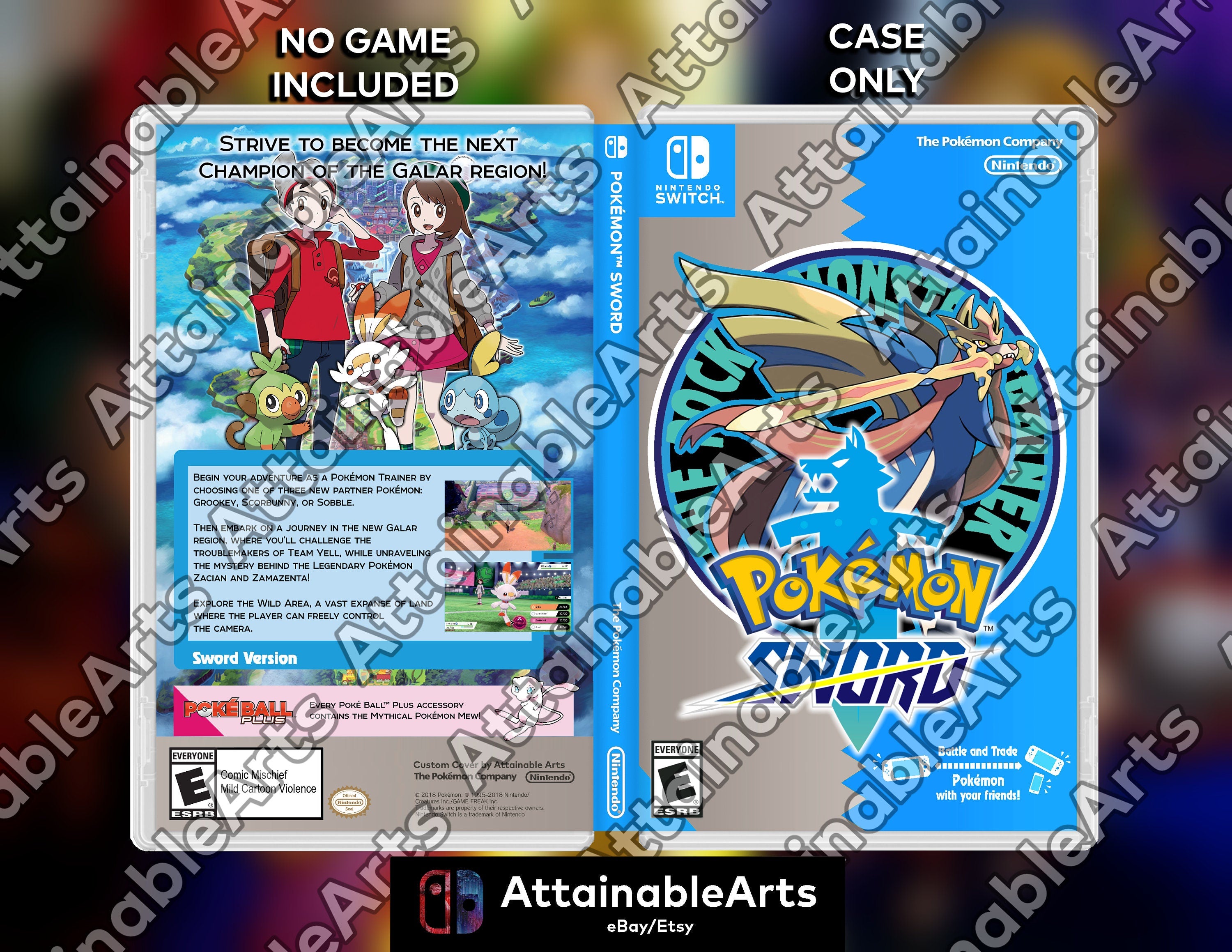 Pokémon Sword - Custom Nintendo Switch Boxart with Physical Game Case (No Game Incl.) __etsy:3802161154