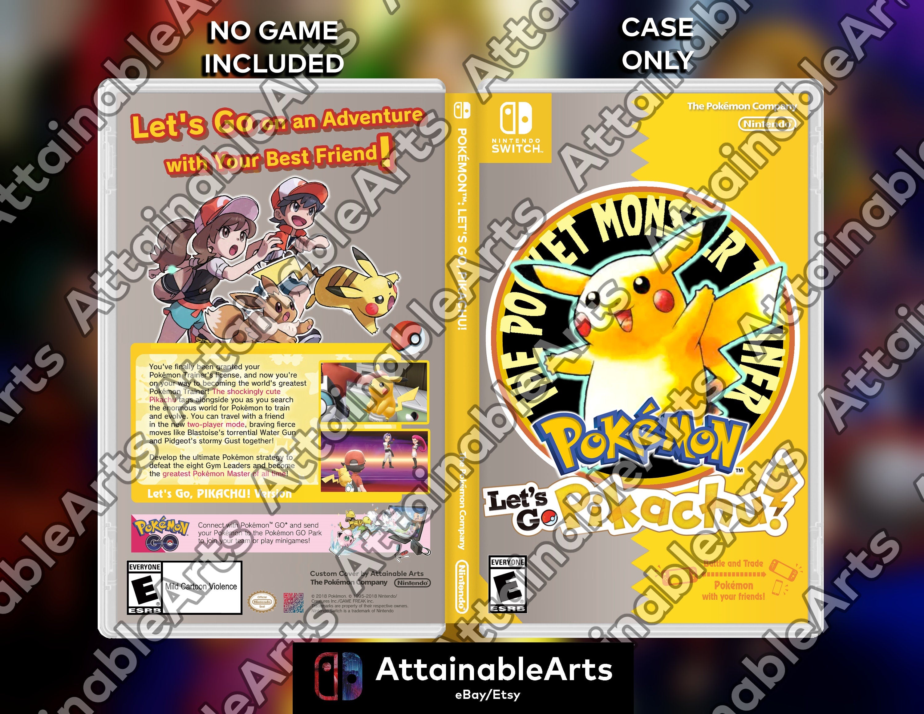 Pokémon Let's Go Pikachu - Custom Nintendo Switch Boxart with Physical Game Case (No Game Incl.) __etsy:3802169130