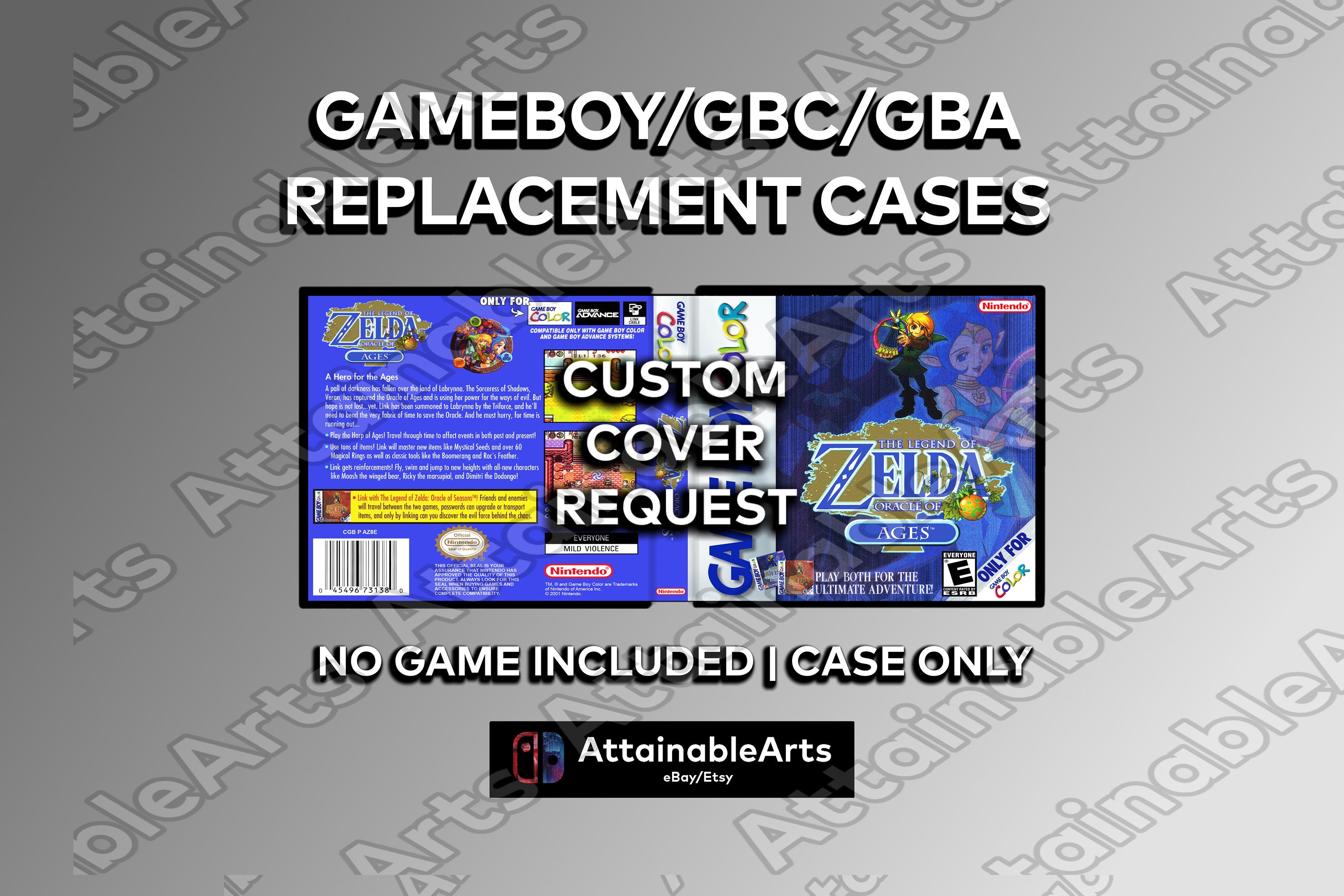 Retro Gameboy Game Case | 100's of Game Covers Available! (Pokemon + more) | GB/GBC/GBA Collector's Replacement Cases (etsy image id: 3829681112)