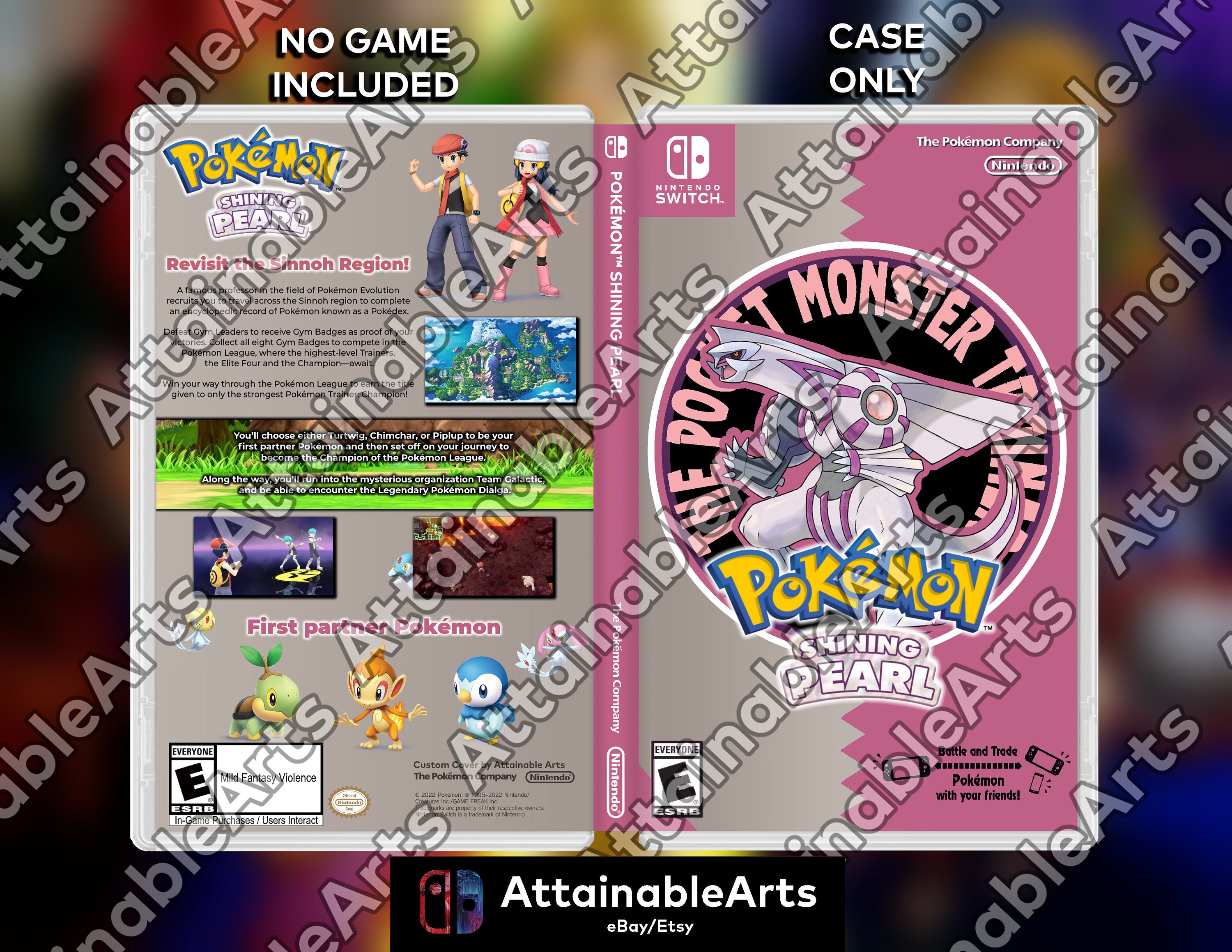 Pokémon Shining Pearl / Pearl Remake - Retro Custom Nintendo Switch Boxart with Physical Game Case (No Game Incl.) __etsy:3849676179