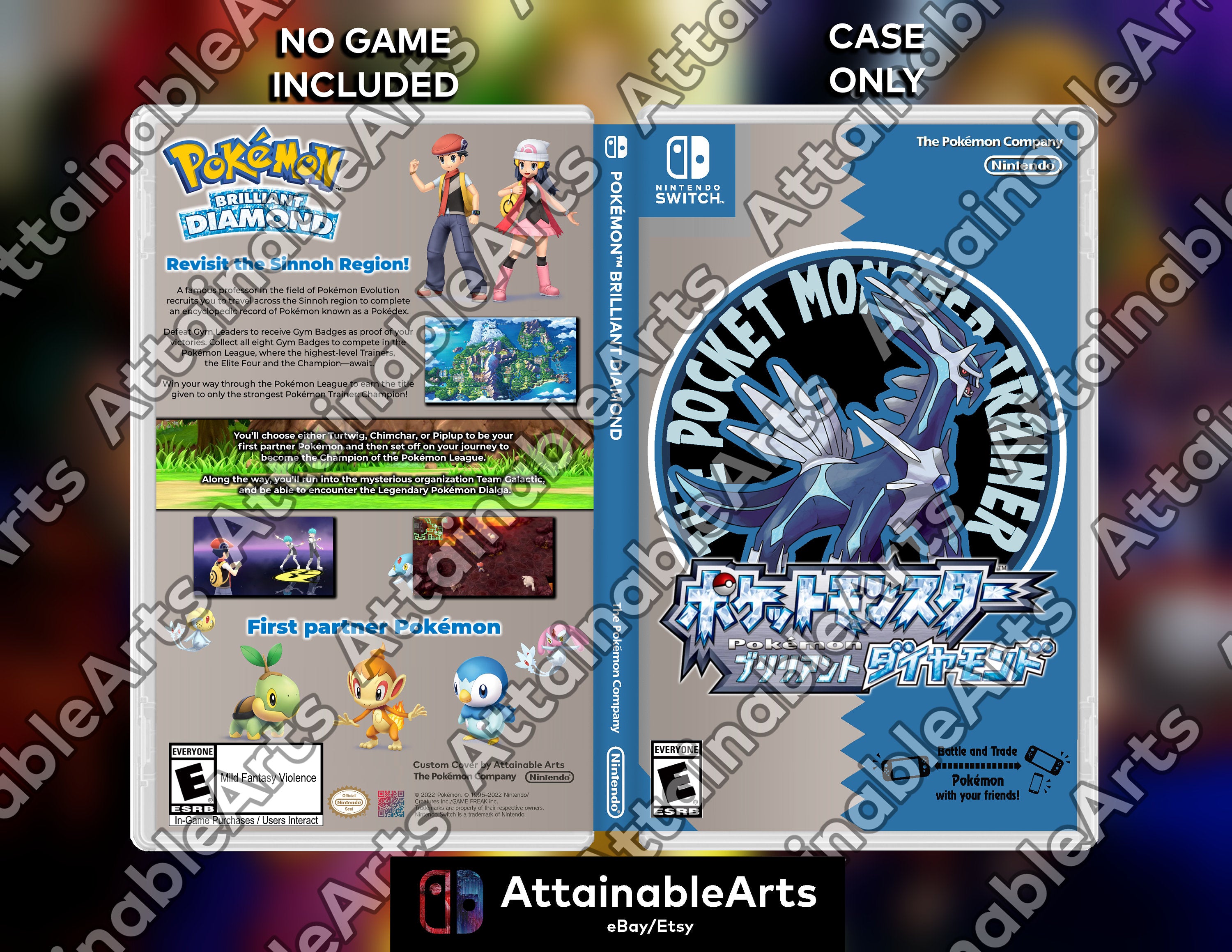 Pokémon Brilliant Diamond / Diamond Remake - Retro Custom Nintendo Switch Boxart with Physical Game Case (No Game Incl.) __etsy:3849689997