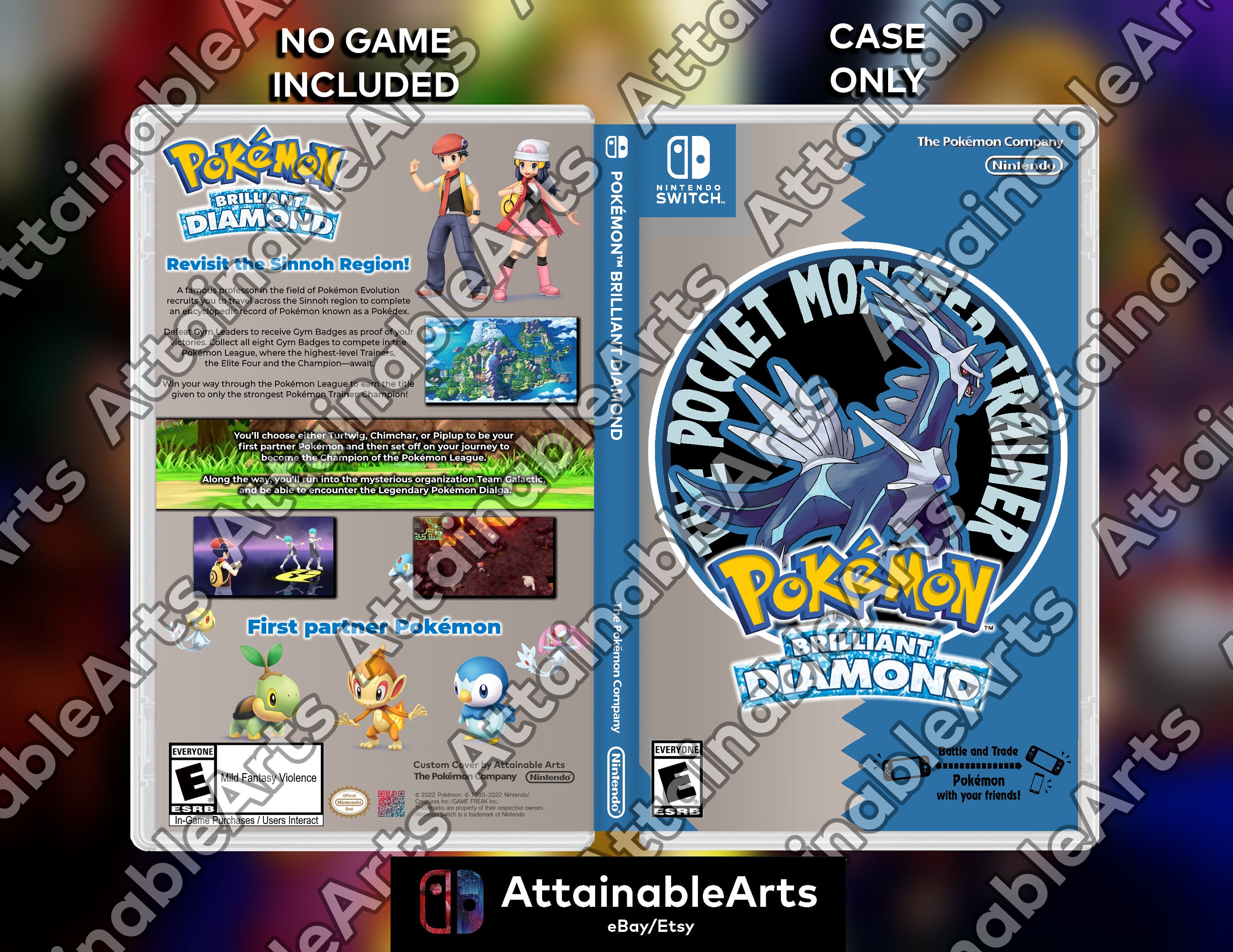 Pokémon Brilliant Diamond / Diamond Remake - Retro Custom Nintendo Switch Boxart with Physical Game Case (No Game Incl.) __etsy:3849691575