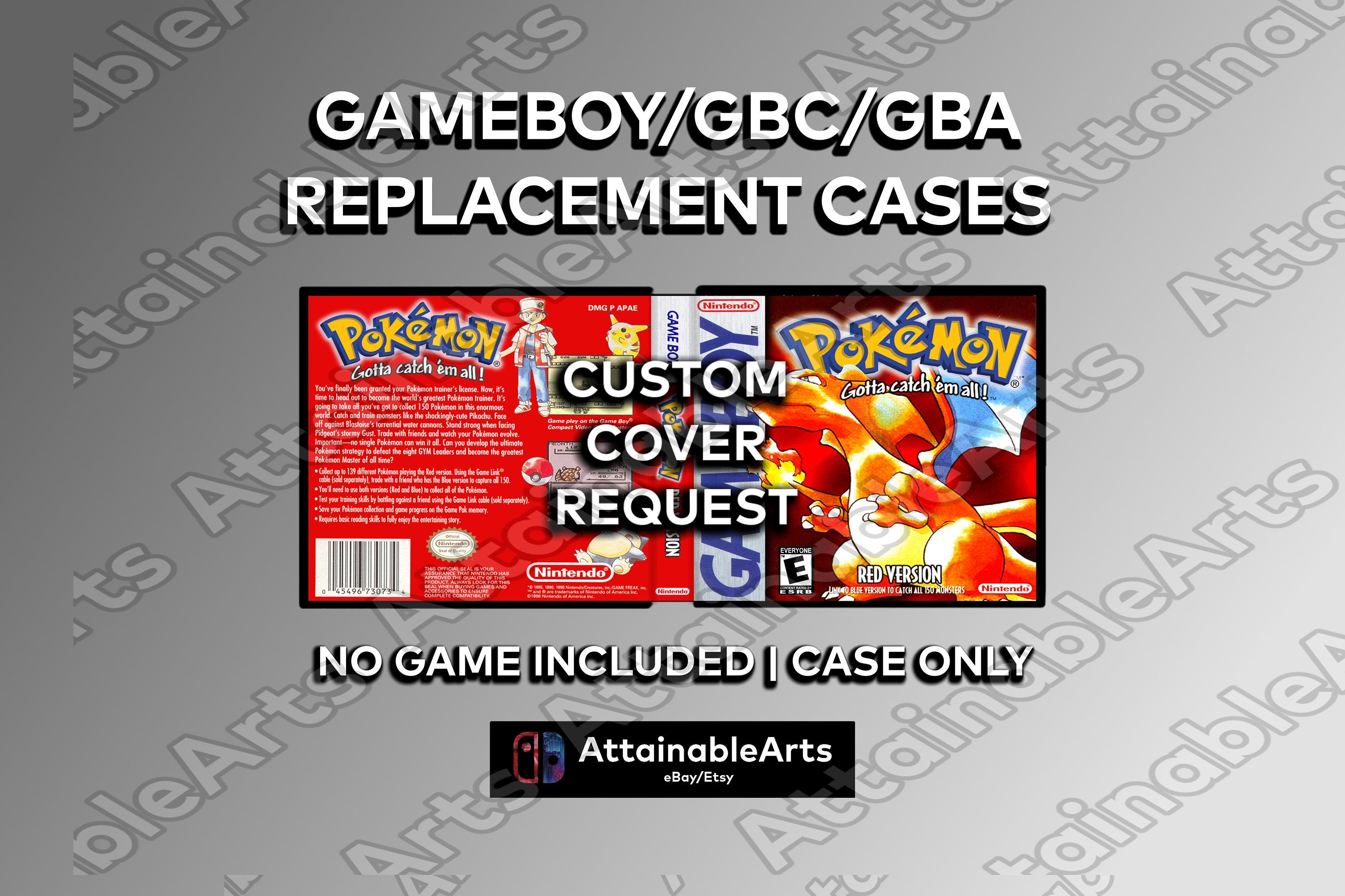 Retro Gameboy Game Case | 100's of Game Covers Available! (Pokemon + more) | GB/GBC/GBA Collector's Replacement Cases (etsy image id: 3877191653)