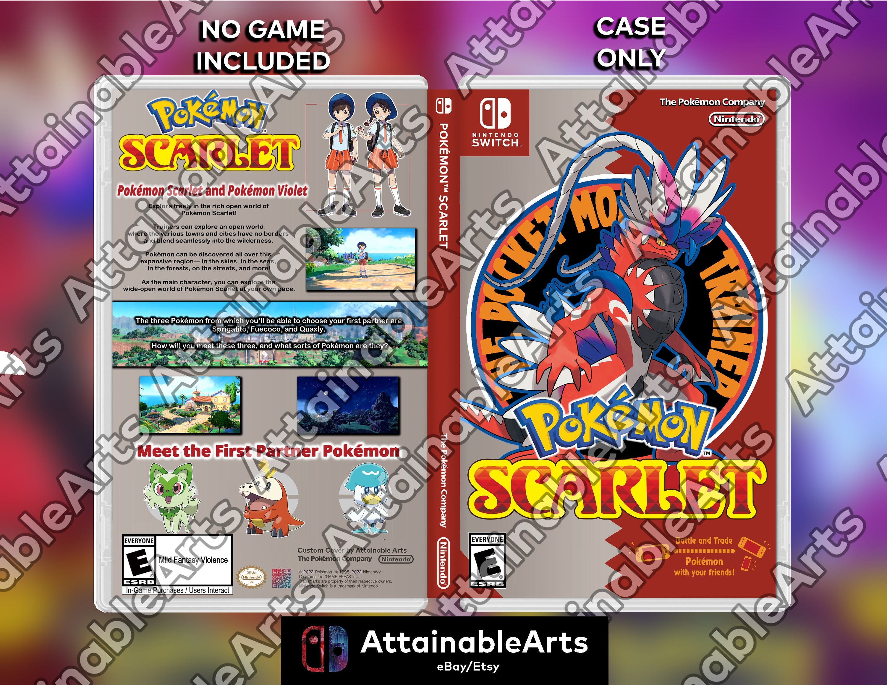 Pokémon Scarlet - Custom Nintendo Switch Boxart with Physical Game Case (No Game Incl.) Pokemon Scarlet Pokemon Violet __etsy:3971324421