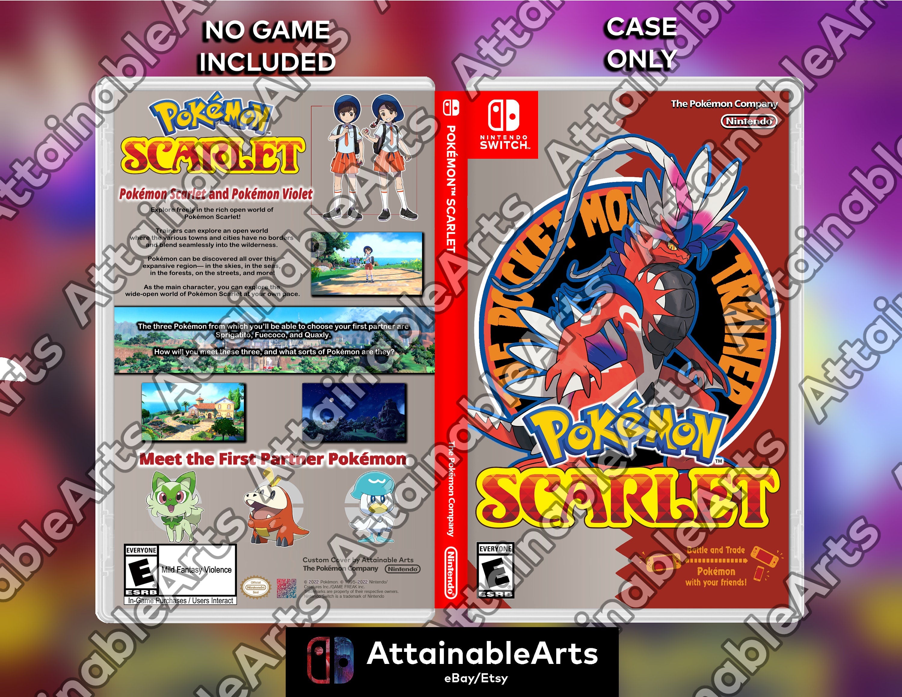 Pokémon Scarlet - Custom Nintendo Switch Boxart with Physical Game Case (No Game Incl.) Pokemon Scarlet Pokemon Violet __etsy:3971324423