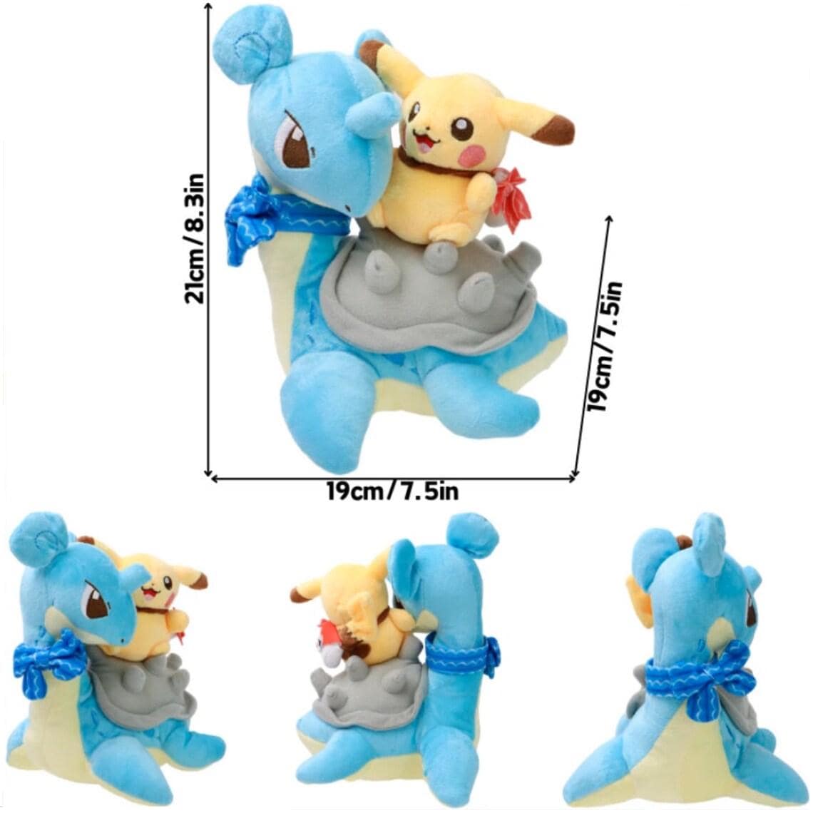Pikachu's Legendary Adventure Collection - Pokemon Plushies - Pikachu with Latios Latias Lapras (etsy image id: 6273420136)