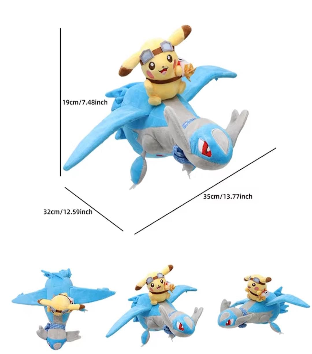 Pikachu's Legendary Adventure Collection - Pokemon Plushies - Pikachu with Latios Latias Lapras (etsy image id: 6273420234)