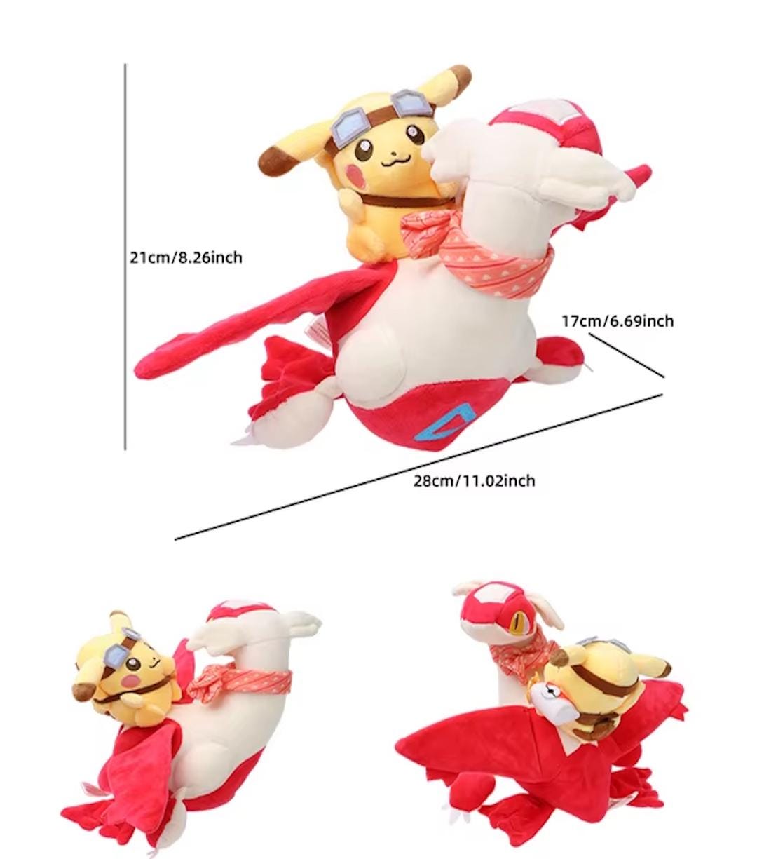 Pikachu's Legendary Adventure Collection - Pokemon Plushies - Pikachu with Latios Latias Lapras (etsy image id: 6321481357)