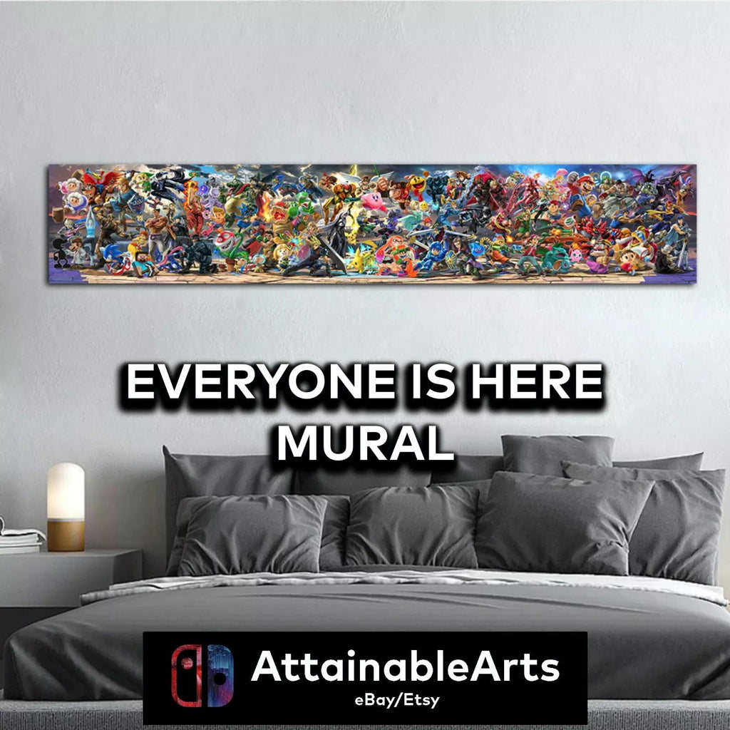 Sora DLC Super Smash Bros Ultimate Mural - Everyone is here Mural - Canvas Print (etsy image id: 6583406462)