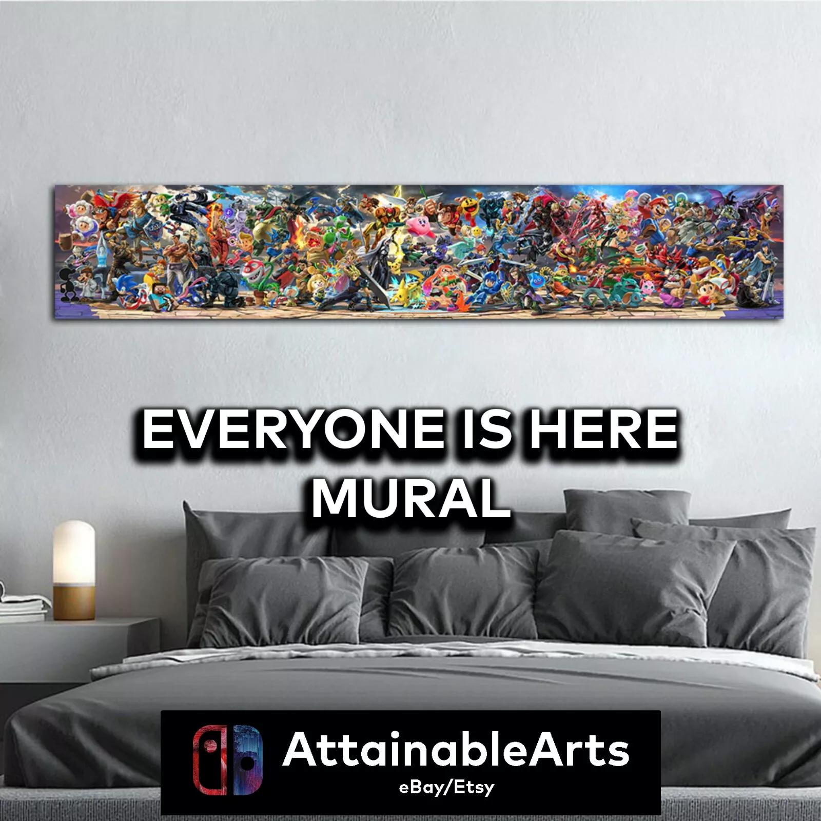 Sora DLC Super Smash Bros Ultimate Mural - Everyone is here Mural - Canvas Print (etsy image id: 6583406462)